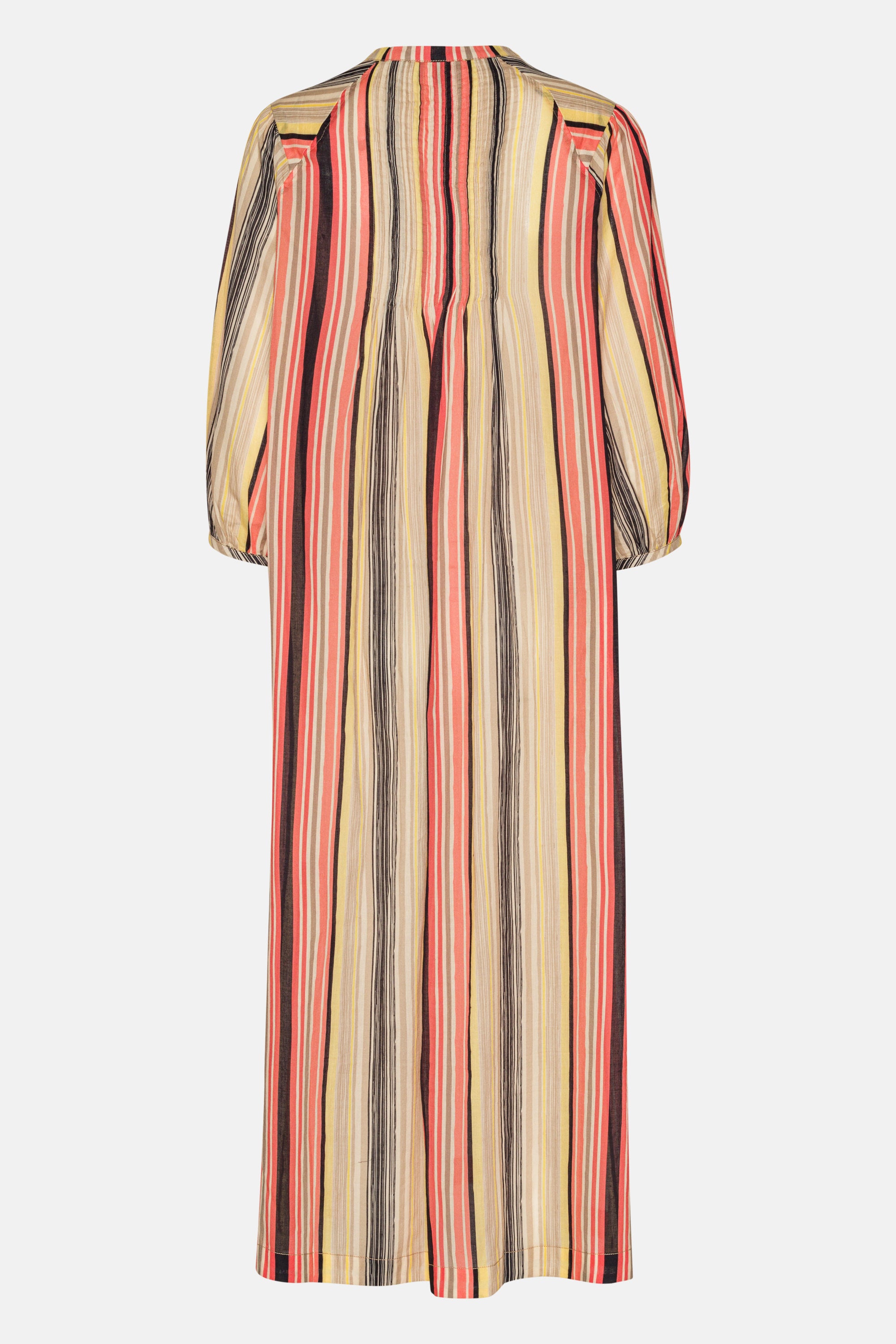 Lang Kjole med Ballongermer Pintuck - Red Organic Stripe